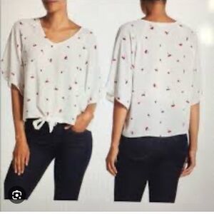 Como Vintage White Blouse with Cherries XL
